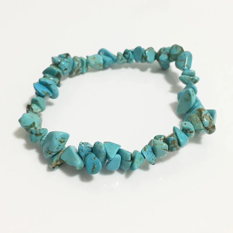 Женские браслеты целебный баланс 4-8 мм Оригинальные необработанные самородки голубой бирюзовый чип камень бусины ювелирные изделия для медитации кварцевые браслеты