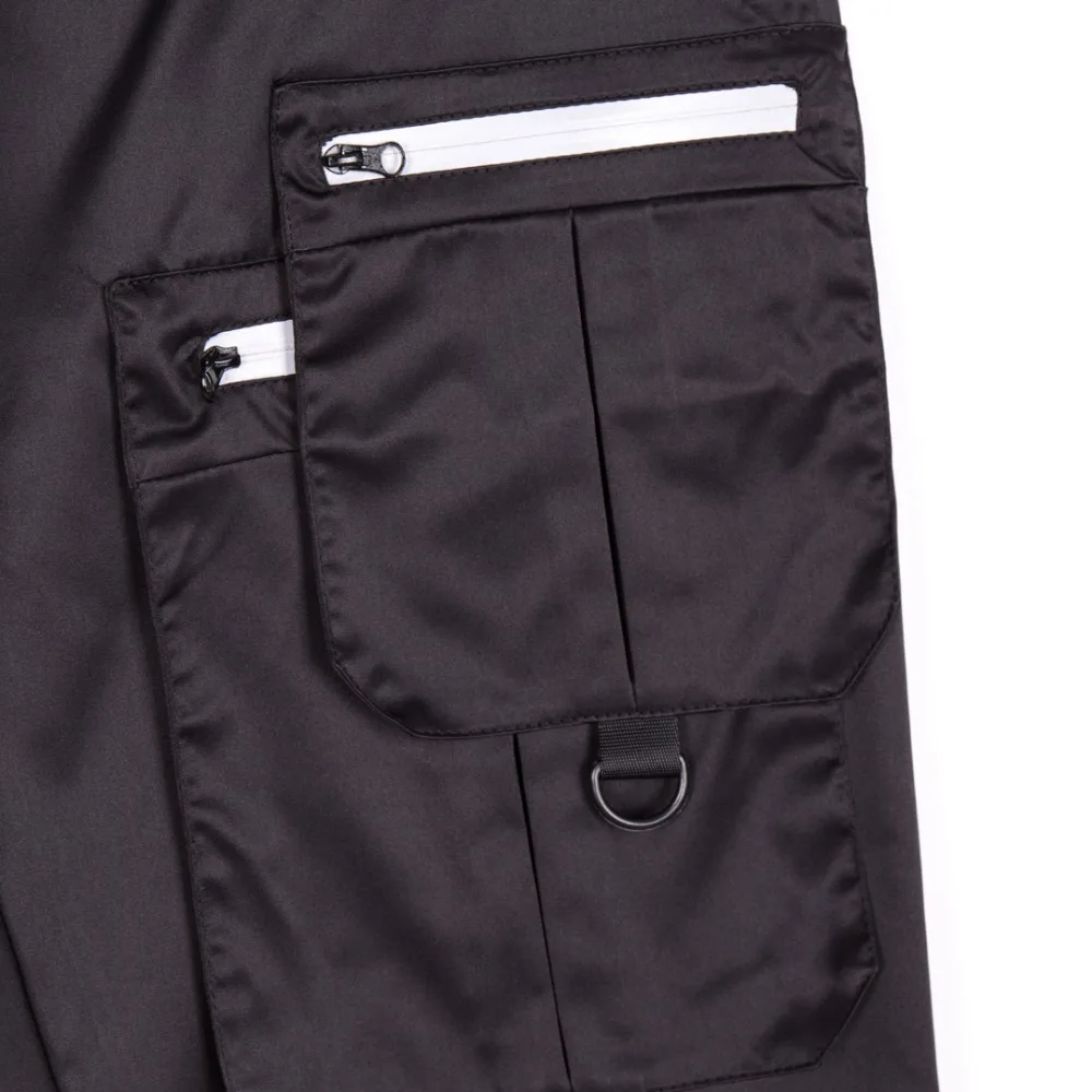 Hip hop Chao Bolsillos Apriete Guo Negro gris De Cintura Múltiples Hebilla Empalme Casuales Pantalones 5f4dwq