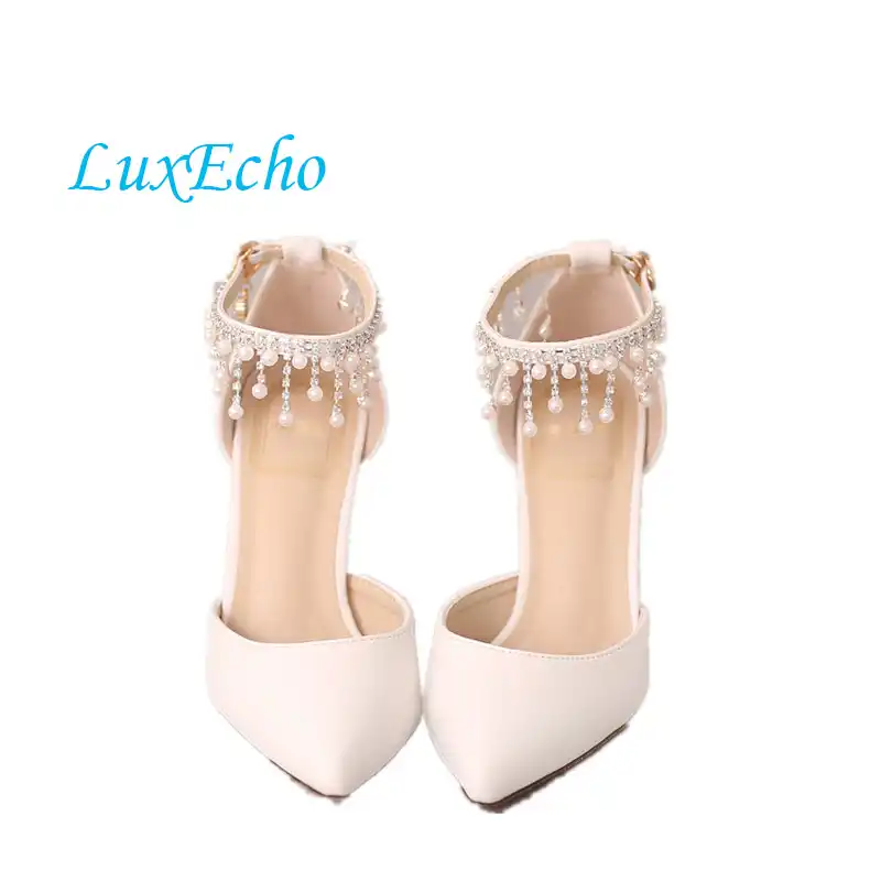 White Red Bridal Shoes 7cm 9cm Pointed Toe Heels Wedding Shoes