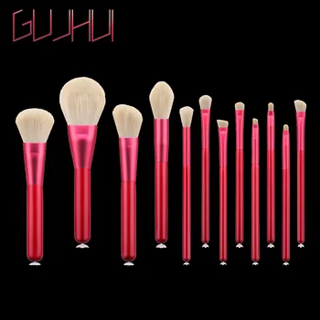 

Professional 12Pcs/set Wooden Handle Red Makeup Brushes Powder Brush With Cherry Blossom Brush Bag Cosmetics Make Up Brush Tools