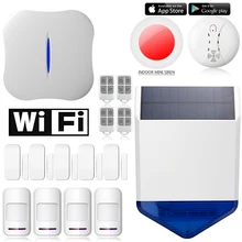Chuangkesafe Sirena Solar W1 WiFi APP teléfono PSTN Sistema de Alarma Antirrobo de Control remoto para la Seguridad Casera 238 Kits