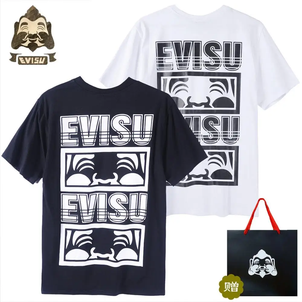 

New Shelves Tide Brand Evisu Cotton Men's Short-Sleeved Buddha Head Poster Spring Summer Men Women Lovers Short Sleeves VestH630