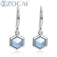 ZOCAI Серьги Новое поступление соты серии Настоящее 2,0 карат Голубой топаз Висячие серьги 18 к белое золото JBE90225T