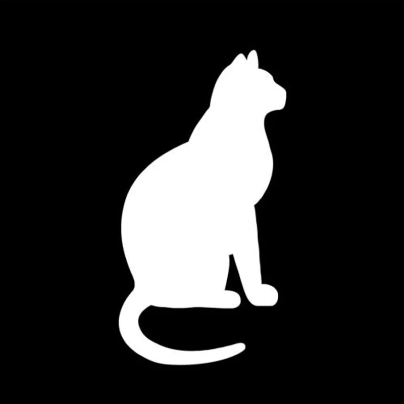 Autocollant De Silhouette De Chat Assis Autocollant De Voiture Pare Choc Fenetre Joli Animal Noir Argent 6 8x12 7cm Aliexpress