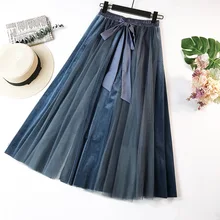 FEIBUSHI новая осенне-зимняя женская бархатная плиссированная юбка со шнуровкой и эластичной резинкой на талии великолепные Юбки миди юбки для женщин