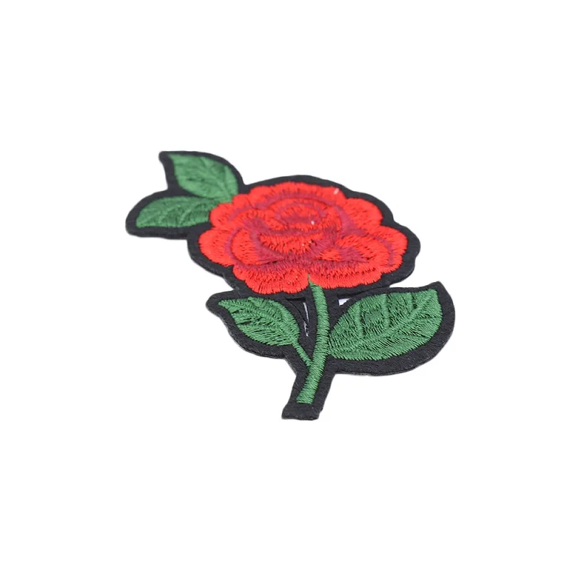 GREEN ROSE FLOWER Embroidered Sew Iron On Cloth Patch Badge APPLIQUE SEWING