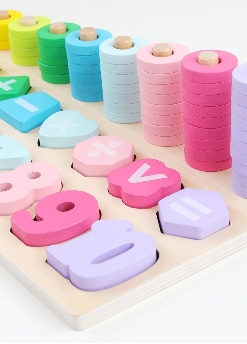 Pré-escolar de Madeira Jogo do Bebê Brinquedos para Crianças Montessori Brinquedos Contagem Forma Geométrica Cognição Educação Precoce Auxiliares Ensino Matemática Mod. 337218 38 Cheap Brinquedos mat.