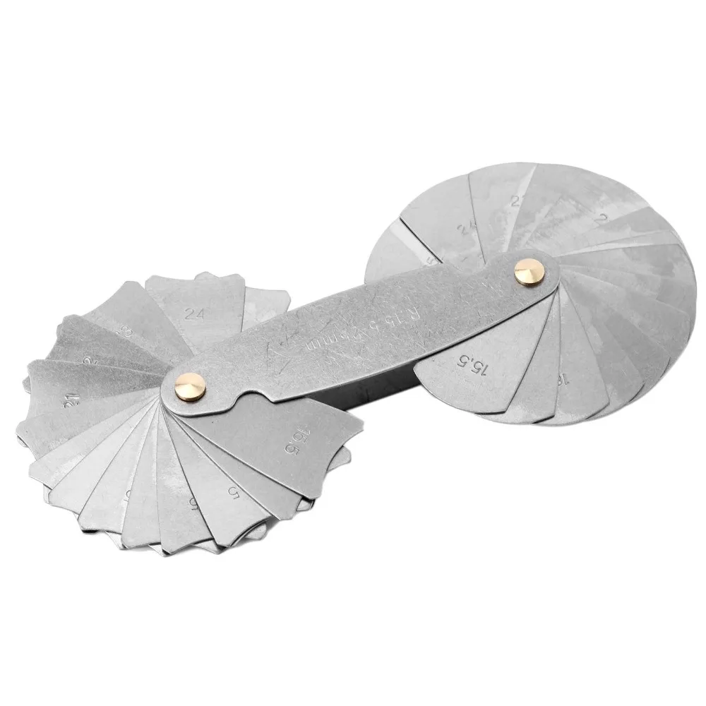 Radius Gauges Set R1-6.5/R7-14.5/R15-25/R26-80mm Stainless Steel Gauges Measuring Tools 4 Pcs contour gauge