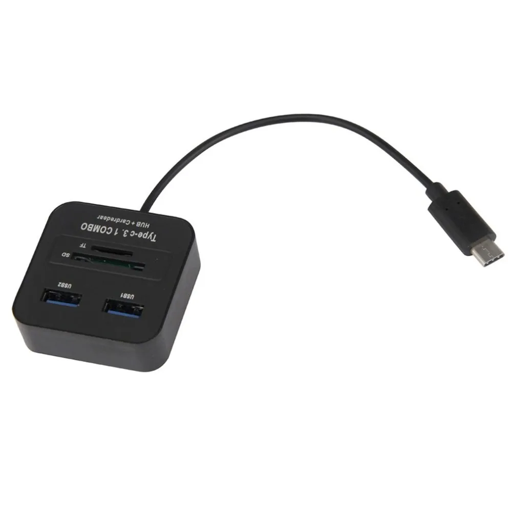 USB 3.1 Type C To 2 Port Hub TF Card Reader Portable Multiple USB Ports