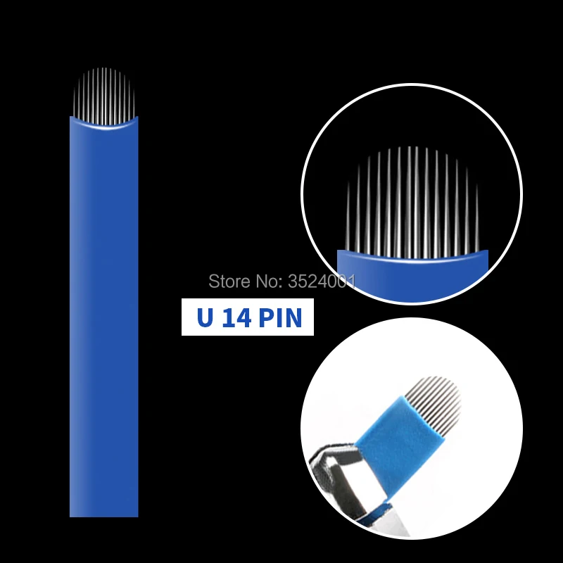 0,2 мм 12/14/16 U-образный иглы для перманентного макияжа бровей Тату мануального татуажа бровей, иглы для 3D вышивка ручка для мануального тату