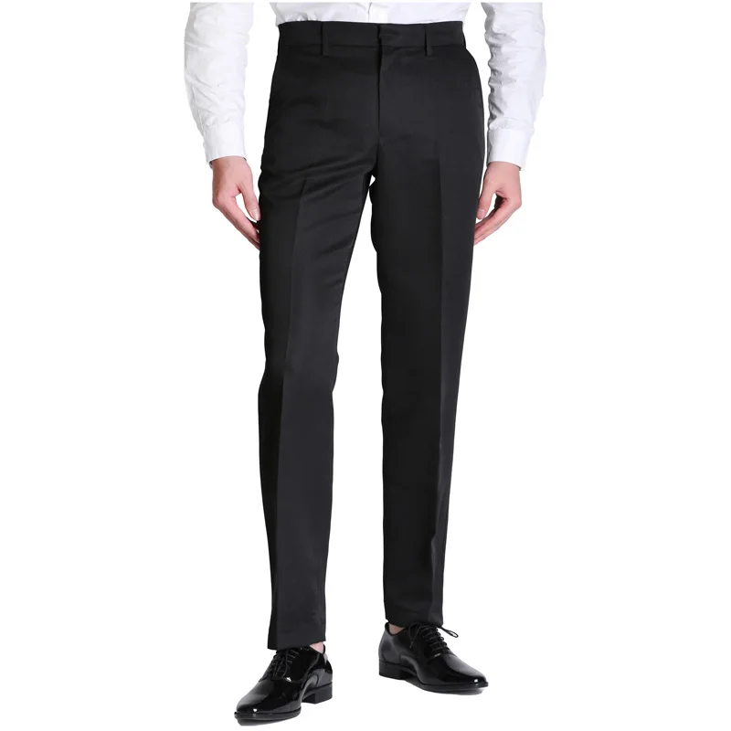 VeroViva Men Casual Black Long Pants Dark Blue Full Length Vintage Male