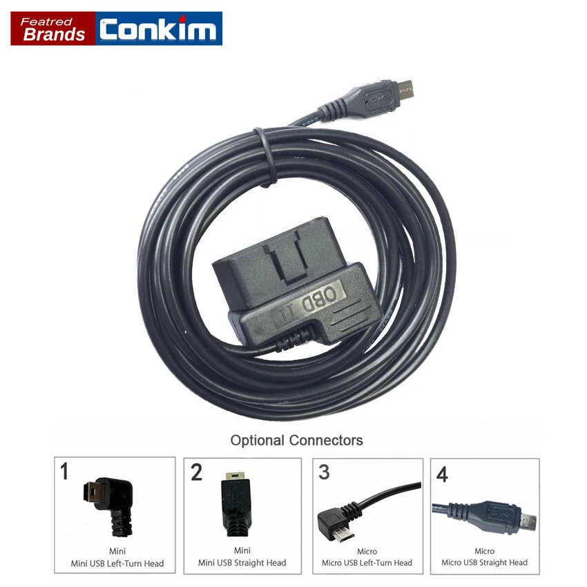 Conkim OBD жесткий провод комплект DC12V до 5 V преобразователь Mini/MicroUSB Мощность разъем