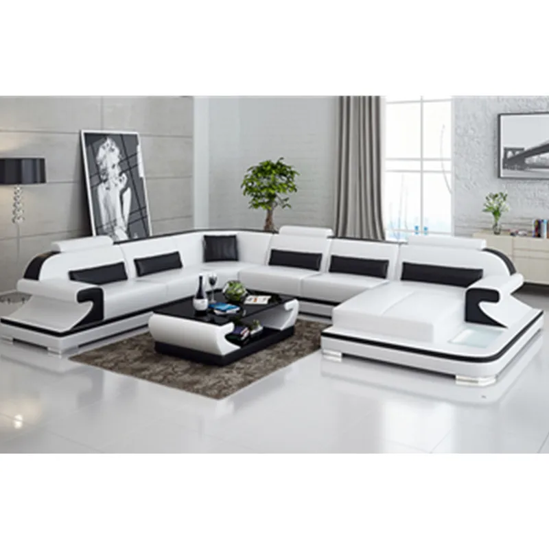 

Premium Italian Leather Sectional sofa set living room furniture