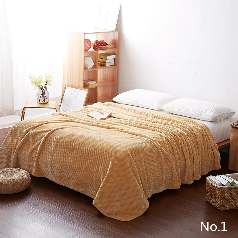 

light tan Pure Color Bedding Blanket Design Fleece Blankets For Bed Throw Blanket 4 Size Machine Washable Super Soft 200X230CM