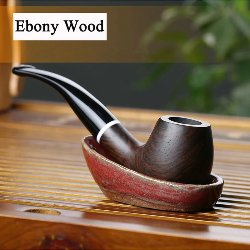 Handmade Solid wood Black Smoking Cigarette Weed Pipe Using 9mm Filter