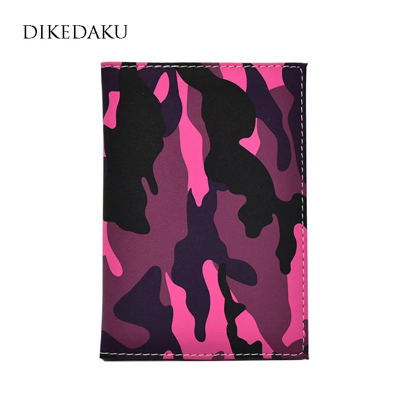 DIKEDAKU Женская искусственная кожа Обложка для паспорта розовый женский держатель для карт модная камуфляжная Обложка для паспорта для