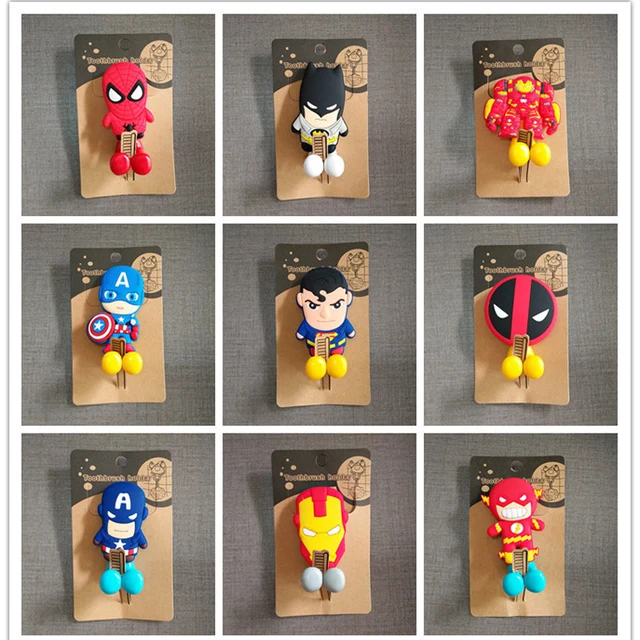Cartoon Superman Batman Robot Captain America Suction Cup Pvc Cartoon Superman Batman Robot Captain America Suction Cup Pvc Toothbrush Holder Hooks 12items