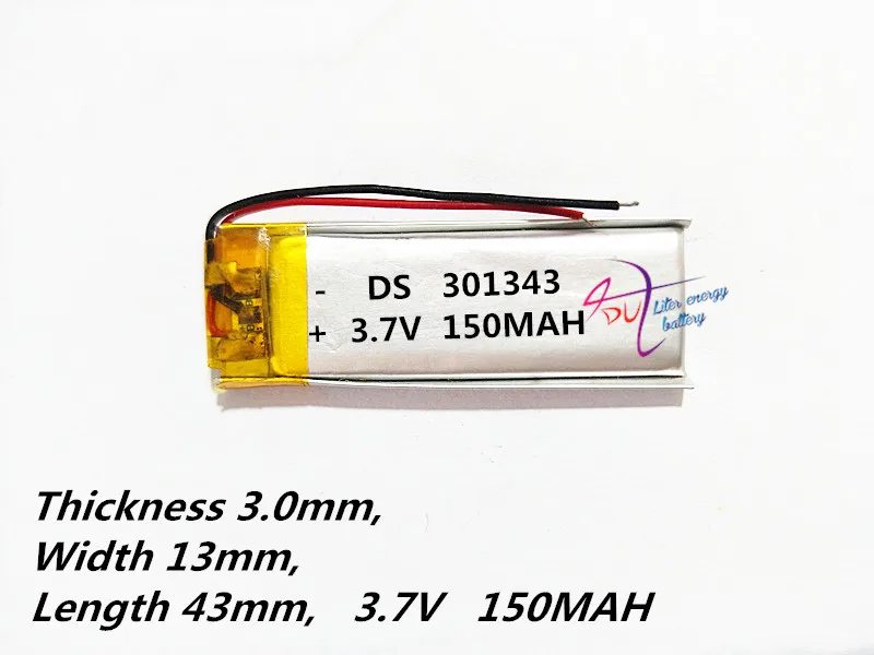 لتر الطاقة بطارية ليثيوم بوليمر 301343 3.7 V 140 MAH مسجل الصوت اللاسلكية الهاتف القراءة القلم قابلة للشحن خلية ليثيوم أيون لتر الطاقة بطارية ليثيوم بوليمر 301343 3.7 V 140 MAH مسجل الصوت اللاسلكية الهاتف القراءة القلم قابلة للشحن خلية ليثيوم أيون