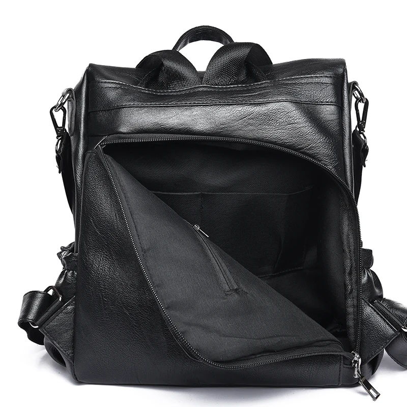 De las mujeres de la moda mochila viaje mochila de cuero de la PU bolso de hombro para las niñas adolescentes negro mochilas para mujer mochila mujer De las mujeres de la moda mochila viaje mochila de cuero de la PU bolso de hombro para las niñas adolescentes negro mochilas para mujer mochila mujer