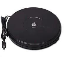 25cm Led Light Photography video Rotating Black Turntable Display Stand (1pc Super Brightness White Led in the Middle Light Up)