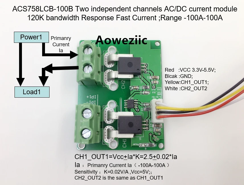 ACS758LCB-100B-PFF-T Current Hall Sensor  100A 1 Channel UK Seller 