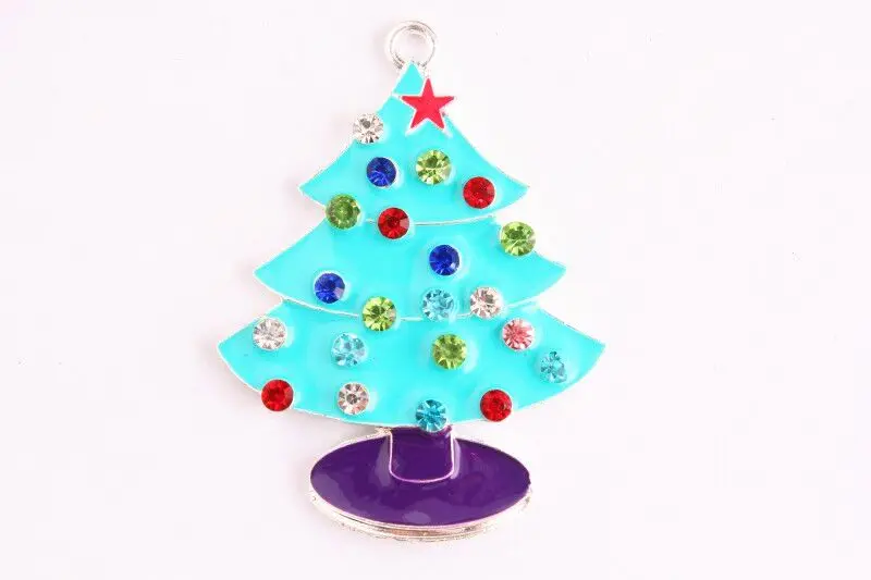 

Kwoi vita 54*40MM 10pcs/lot Christmas Tree alloy Rhinestone cartoon jewelry Pendant for kid's Necklace Jewelry