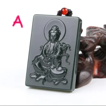 

Natural Chinese Hetian stone and hand-carved Guanyin pendant fashion sweater chain pendant jewelry gifts