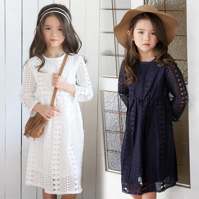 

2019 Summer Fashion Girls Lace Hollow Dresses Teenager Kids Baby Girl Birthday Party Wedding Princess Dress Children's Clothing