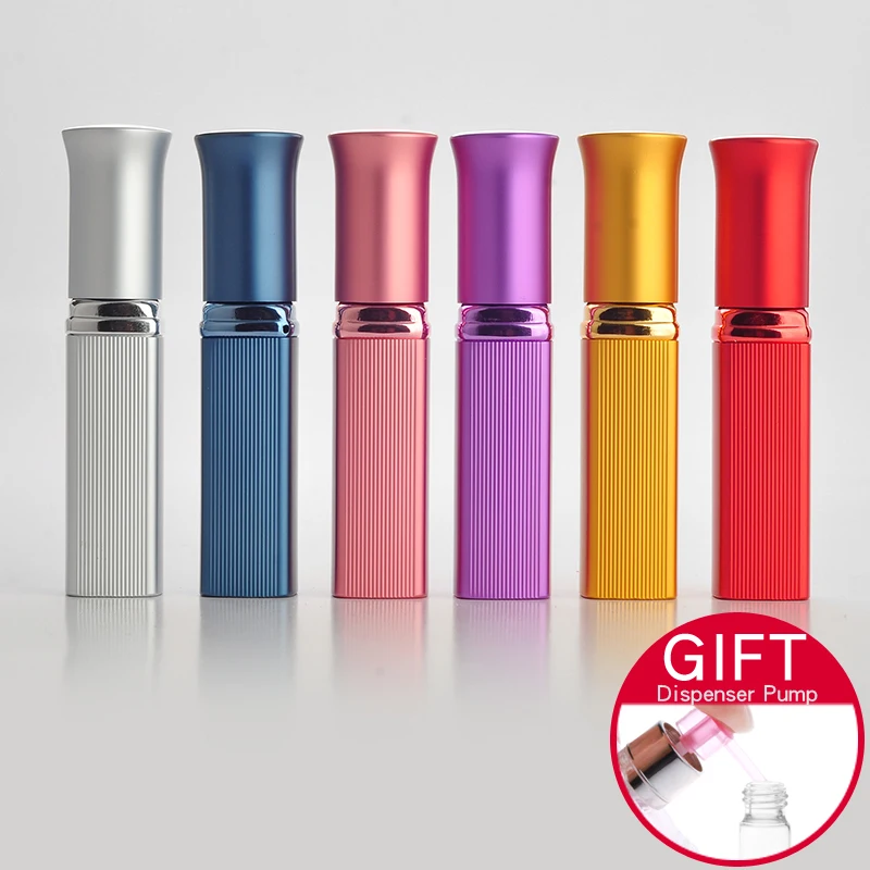 

10 Pieces/Lot Fashion New Style 6ML Portable Aluminum Perfume Bottle With Atomizer Empty Glass Parfum Case For Cosmetic