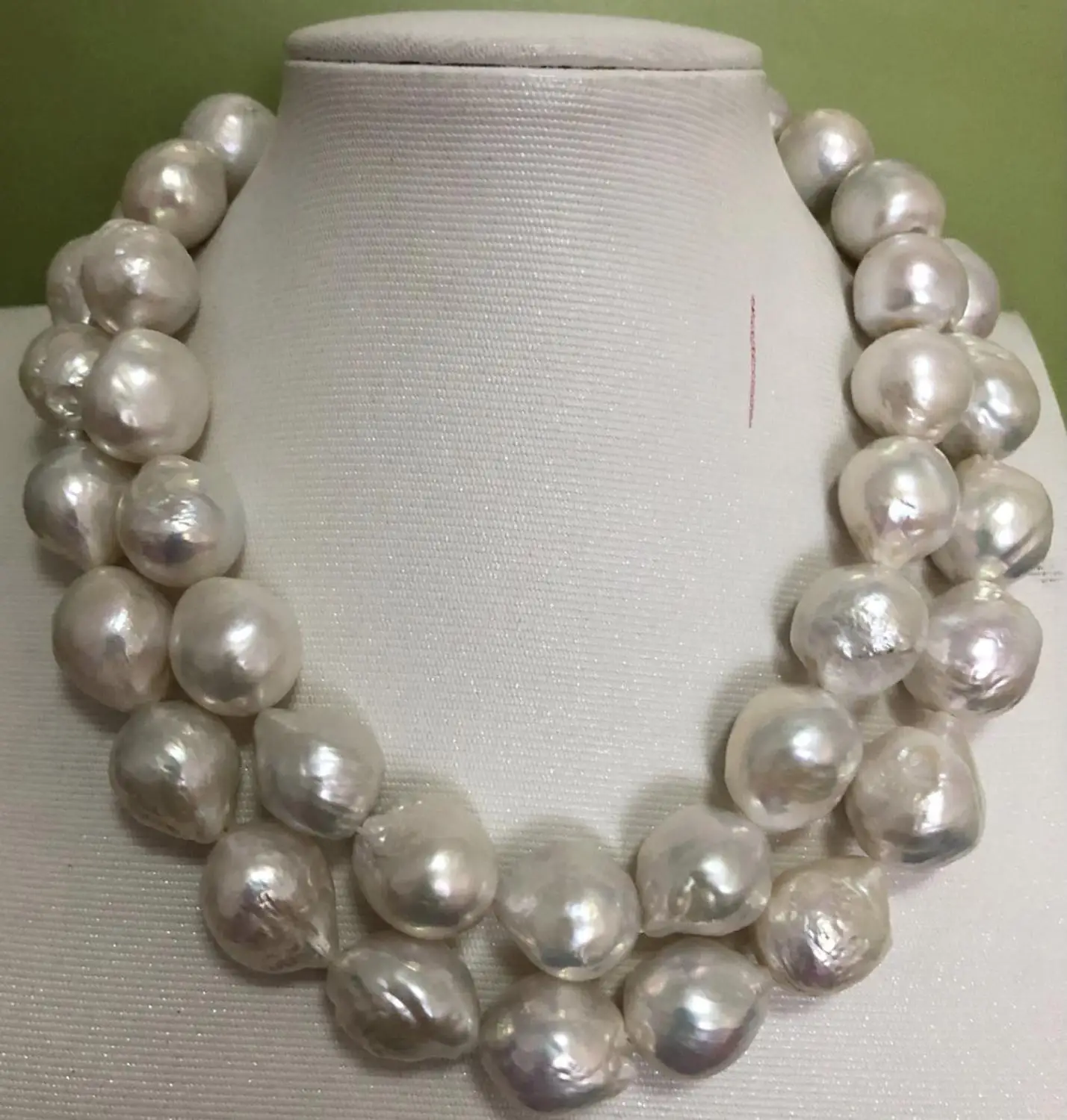 

huge single 14-15mm south sea white pearl necklace 38inch 14k