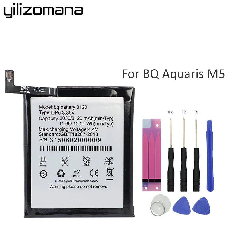 Yilizomana Оригинальный аккумулятор для телефона высокой емкости BQ Aquaris M5 высокое