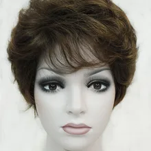 Сильный красота синтетические классические короткие кудрявые натуральные светлые коричневые парики монолитный женский парик