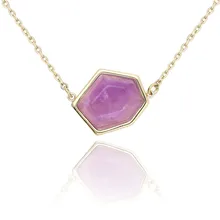 2019 Natural Crystal Gold Chain Plated crystal Pendant Necklace geometric hexagon necklace Women's adjustable Choker necklace lace wide adjustable choker necklace