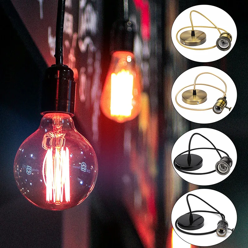 Винтажный Ретро E27 металлический держатель для лампы 1 метр Edison ЛАМПЫ база люстра