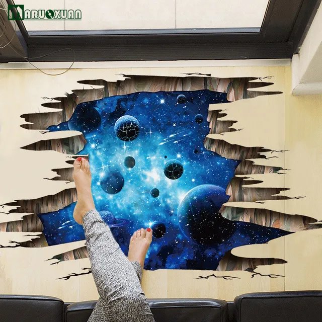 maruoxuan new 3d dark blue galaxy planet sticker living room