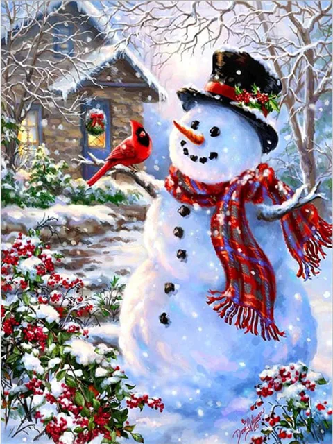 AZQSD Алмазная картина Снеговик Алмазная мозаика Рождественская Алмазная вышивка зимняя 5D DIY Полная квадратная вышивка крестиком домашний декор - Цвет: BB1118Z