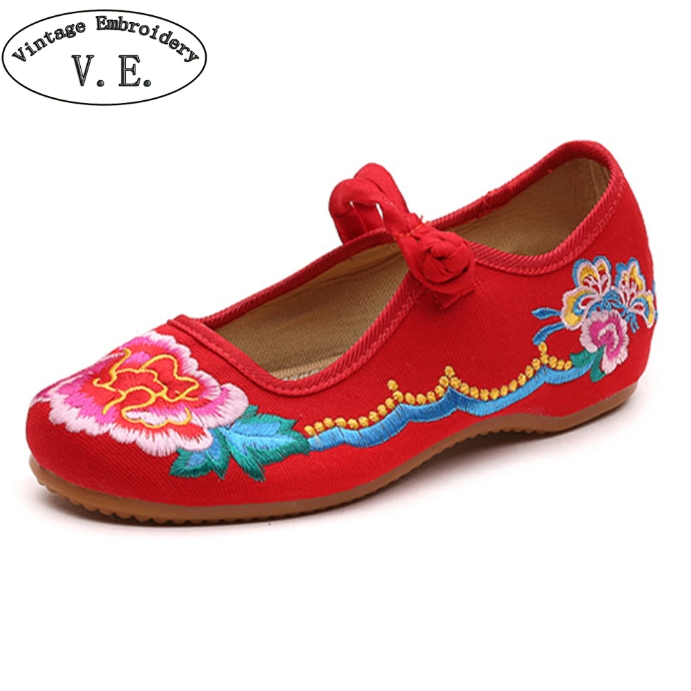 

Vintage Embroidery Casual Women Canvas Flats Penoy Embroidered Loafers Chinese Style Ladies' Ballerina Shoes Tenis Feminino