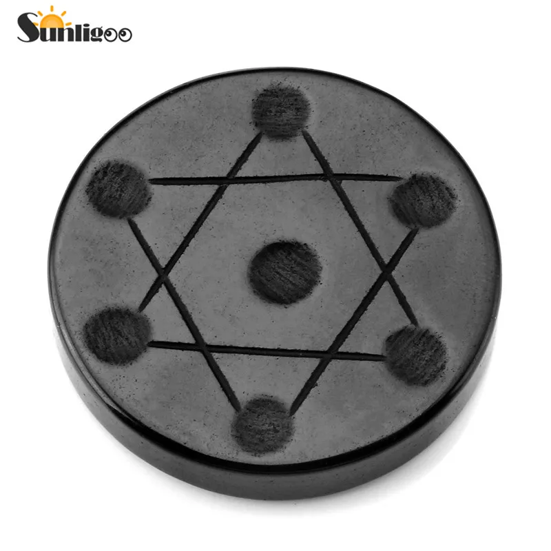 Billig Sunligoo 7 Chakra Star Group Reiki Healing Kristall Quarz Energie Stein Hexagonal Punkt Array Statue Figurine Obsidian Ständer Set