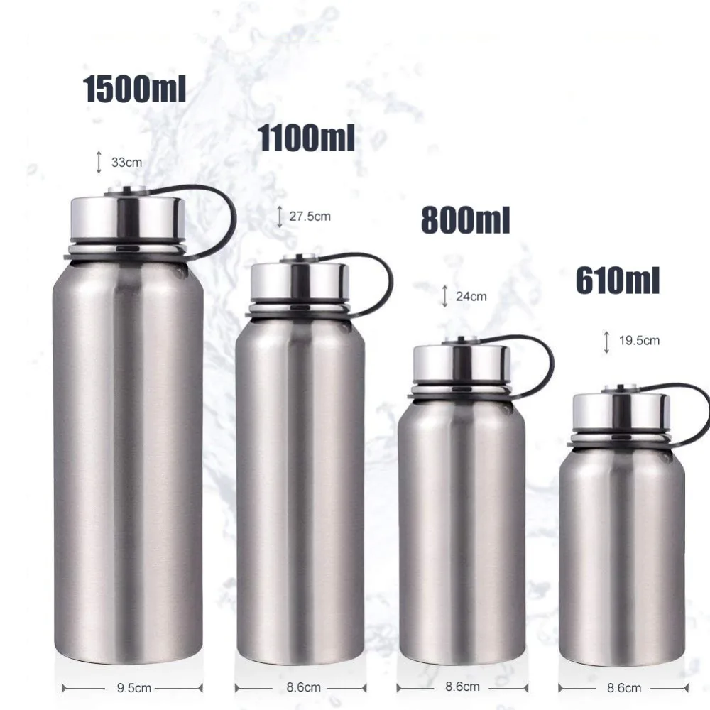 610/800/1100/1500 ml 304 Нержавеющая сталь термос Спорт утепленные Chilly бутылки большой Ёмкость термос тепловой чашки