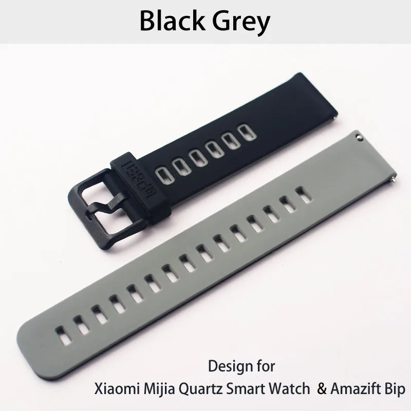 Lopben силиконовый ремешок умные часы аксессуары наручные для Xiaomi Amazfit Bip Smartwatch Браслет Mijia кварцевые часы Huami ремешок - Цвет: Black and Grey