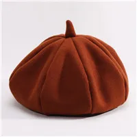 caramel colour Однотонная детская обувь для девочек Boinas Boina Feminina хипстер Джокер шерстяной фетровый берет многоцветная шапка для детей - Цвет: caramel colour