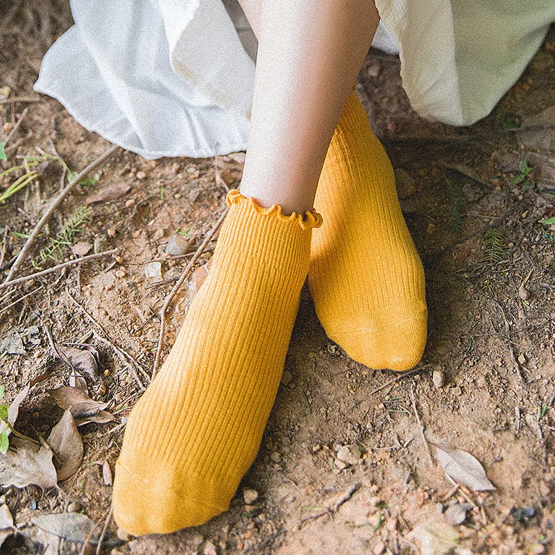 Dreamlikelin/Винтажные женские носки, милые носки с оборками в японском стиле, милые носки ярких цветов для девочек