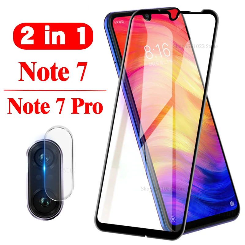 2 в 1 защитное стекло на весь экран для Redmi Note7 Note 7 пленка объектива камеры Xiaomi Red mi