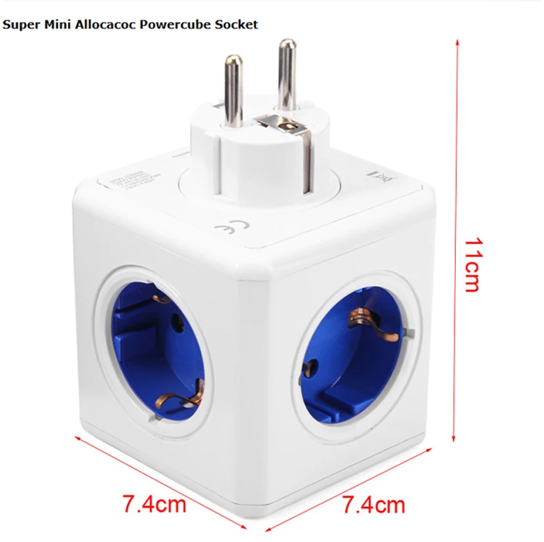 Allocacoc power Cube EU Plug 4 розетки 2 usb порта адаптер для путешествий удлинитель для полосы питания умный дом мультикоммутируемая розетка синий