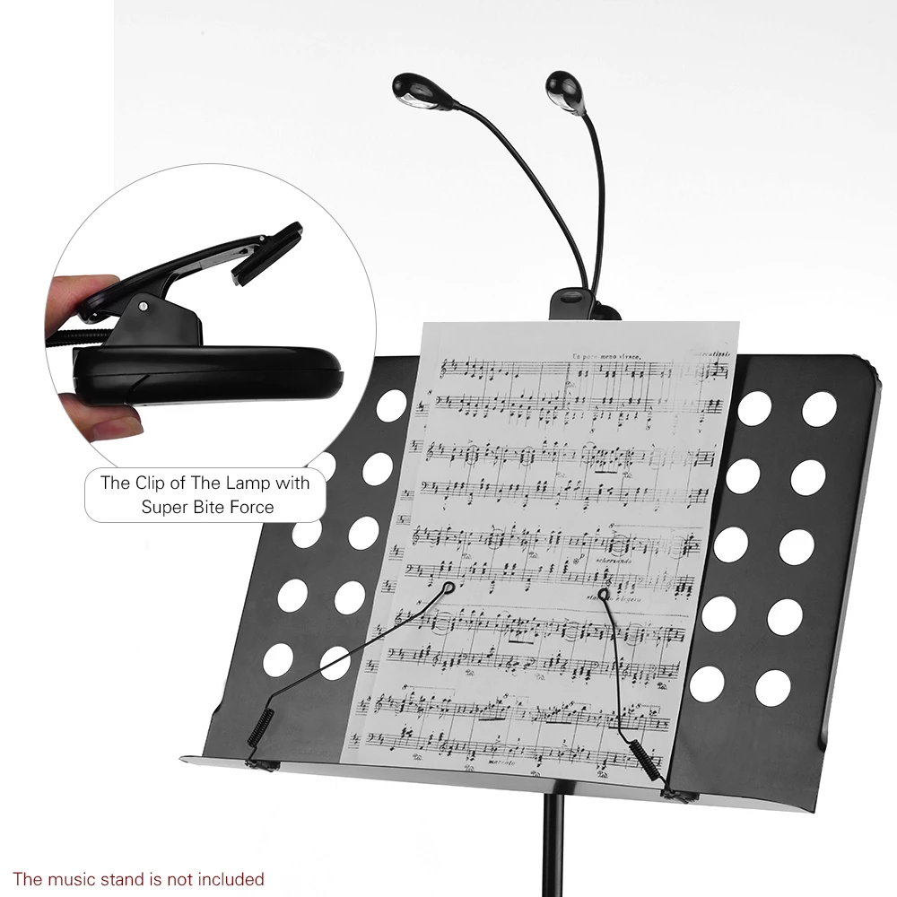 Светодиодный светильник-подставка для музыки с двумя зажимами, защитный светильник для глаз s для игры на фортепиано-гитаре, скрипки, аксессуары для музыкальных инструментов