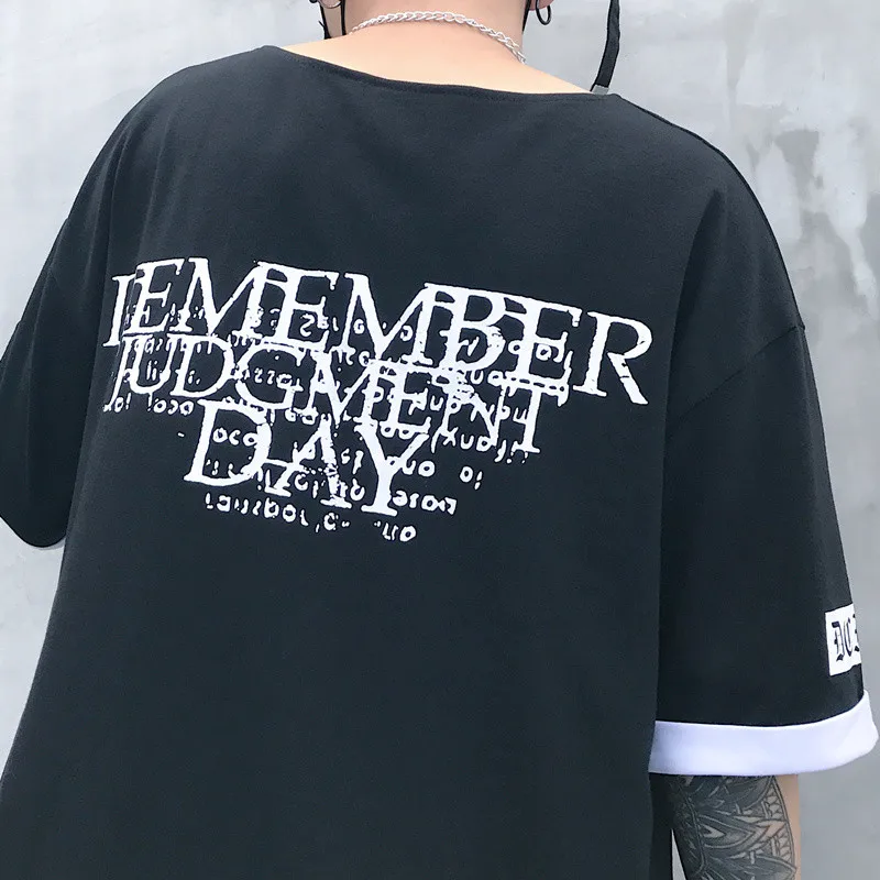 VERSMA корейский Harajuku BF печатные ленты поддельные из двух частей футболка для мужчин и женщин Ins хип хоп свободные негабаритных футболки для мужчин дропшиппинг