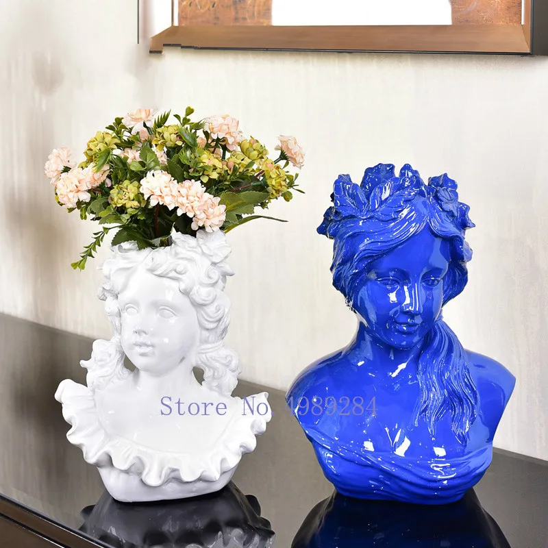 Скандинавский креативный смоляный персонаж голова статуи ваза цветочный горшок Венера Цветочная композиция дома современные декоративные аксессуары