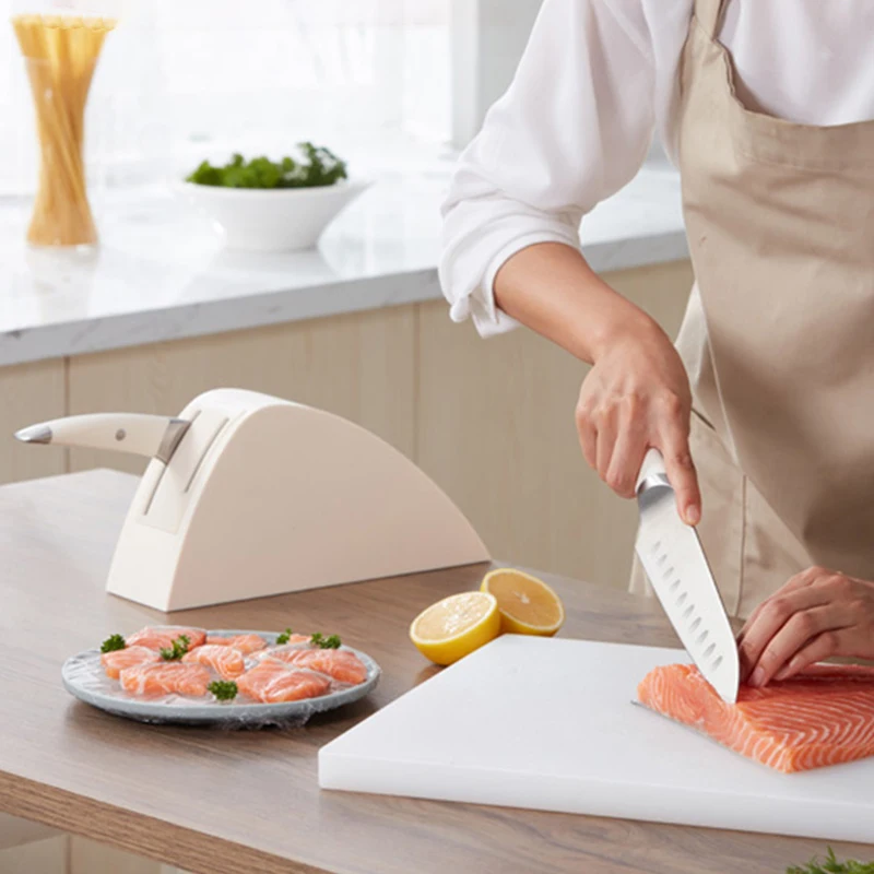 Набор кухонных ножей с держателем, Кливер+ нож santoku+ подставка для ножей
