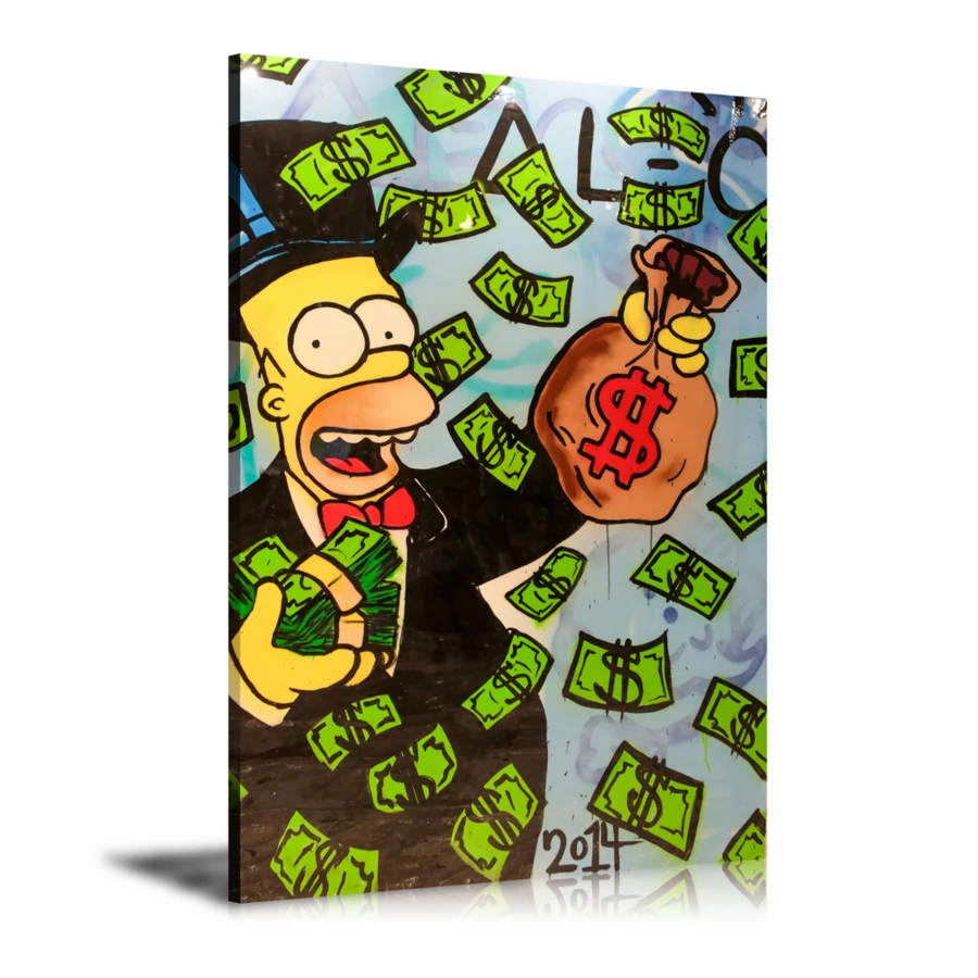 

Alec Monopolys Homer Simpson HD Wall Art Canvas Poster Print Canvas Painting Decorative for Office Living Room Home Decor