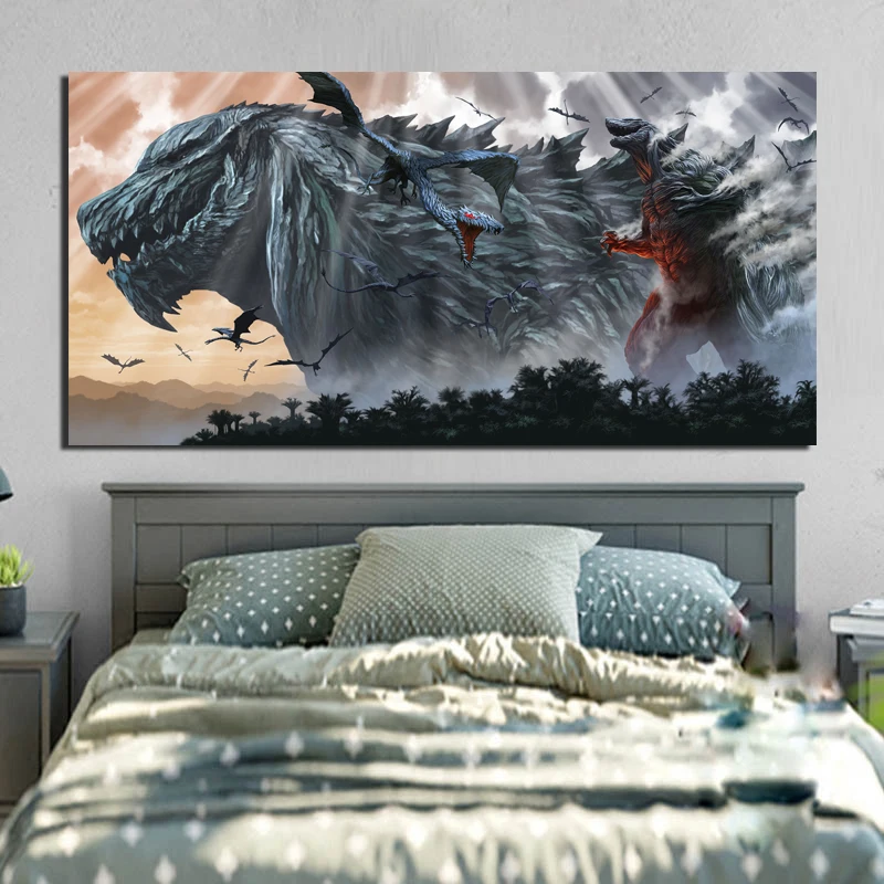 Godzilla HD напечатанная Картина на холсте гостиная украшение дома Современная Настенная живопись маслом плакат картины аксессуары обои
